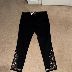 Ralph Lauren Black Pants with Gold Embroidery